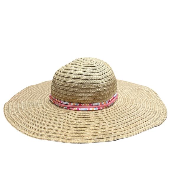 Vera Bradley Wide Brim Floppy Straw Sun Hat Pixie Stripe Accent One Size - Picture 3 of 5